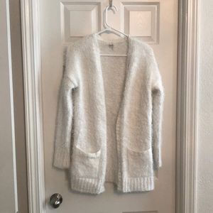 White Fuzzy/Textured Cardigan